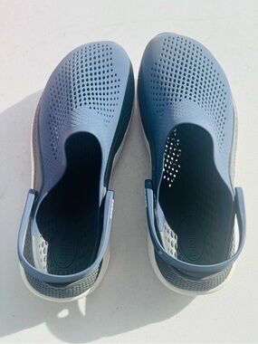 CROCS Women's Perforated Slip-On Sandals in Slate Blue and Navy Size 11W